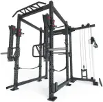 Atletica R8-Sentinel Power Rack | Plate Loaded Cable Rack mit Jammer Arms, J-Hooks, Safety Straps, Dip-Station, Logo Plate, 2 Pull-Up Bars, Landmine & Bar Holder