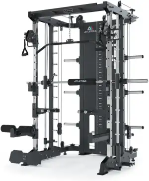 ATLETICA SEK Multipresse | Plate Loaded | Kraftstation mit Smith Machine |Kompatibel mit Jammer Arms und Beinpresse-Option