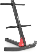 HOP SPORT Hantelscheibenständer - Hantelständer mit Hantelscheiben- und Langhantelablage - 4 Scheibenaufnahmen bis 200kg - Gewichteständer ideal für Krafttraining & Home Gym, stabiler Stahl