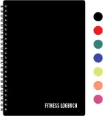 Fitness Logbuch Plastik-Cover Schwarz - undatiertes Workout-Tagebuch – A5-Format, dickes Papier, starke Bindung – stilvolles und minimalistisches Trainingstagebuch