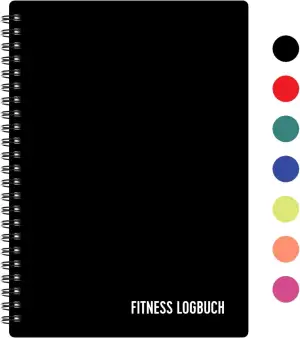 Fitness Logbuch Plastik-Cover Schwarz - undatiertes Workout-Tagebuch – A5-Format