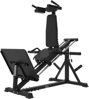 Bad Company Hackenschmidt Beinpresse für Zuhause mit Wadenheber-Block I Hackenschmidt Maschine Beinpresse Fitnessgerät kompatibel mit Hantelscheiben 30 mm und/oder 50 mm I BCA-149