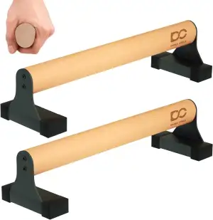 Double Circle Parallettes Liegestützgriffe mit Holzgriffen - Calisthenics Equipment - Rutschfeste Barren für Calisthenics Griffe