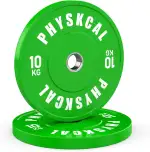 PhysKcal Farbige Bumper Plates, Olympic Hantelscheiben mit Ø50 mm Bohrung, IWF-Standard-Hantelscheiben und Fractional-Hantelscheiben-Set 0,5 kg–25 kg