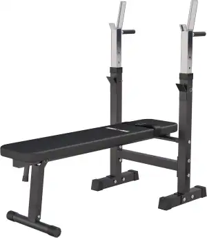GORILLA SPORTS® Hantelbank mit Ablage - Dip-Station, Verstellbare Höhe und Neigungswinkel, Klappbar, bis 200 kg, Schwarz oder Weiß - Drückerbank, Flachbank, Multifunktion, Trainingsbank