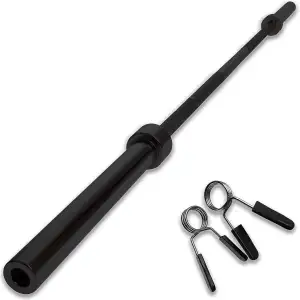 C.P. Sports Olympia Langhanteln, SZ-Stangen, Trizepsbomber | für Scheiben mit 50 mm Bohrung | Stahl massiv, schwarz | inklusive Federfeststeller | für Bodybuilding, Gewichtheben, Kraftsport, Fitness