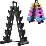 5-Etagen Hantelständer aus Metall, A-Rahmen Design mit Griff, Platzsparendes Fitness-Rack für Hom...
