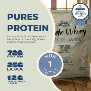 Protero Weide Whey 72 – aus nur 1 Zutat ohne Lecithin - Natürliches Eiweißpulver