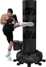 RDX 6FT 330LB Boxsack Stehend Erwachsene, Trainingshandschuhe und Überzug Set XXL Freistehender Standbxsack Boxing mit Saugfuß Freestanding Punch Bag für MMA Kickboxen Kampfsport