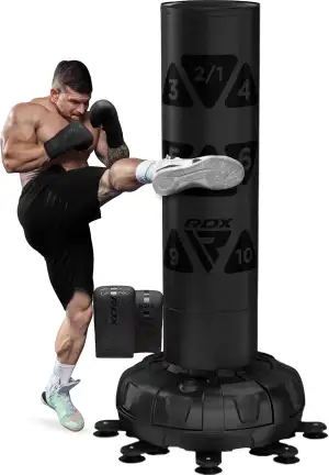 RDX 6FT 330LB Boxsack Stehend Erwachsene, Trainingshandschuhe und Überzug Set XXL Freistehender Standbxsack Boxing mit Saugfuß Freestanding Punch Bag für MMA Kickboxen Kampfsport