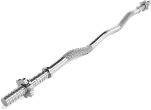 MSPORTS SZ Curlstange Premium, 30mm mit Sternverschluss - STANDARDNORM - Auswahl: 120cm (7kg) o. 130cm (8kg), verchromt o. schwarz - Hantel Curl Stange Hantelstange
