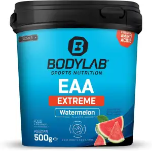 Bodylab24 EAA Extreme 500g, Essentielle Aminosäuren angereichert mit 1,5g Glutamin, 1g Alanin und den Vitaminen B6 und B3 als fruchtiges Getränk für Regeneration und Muskelaufbau, Fruchtmix