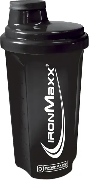 IronMaxx Eiweiß Shaker - 700ml Schwarz | Protein Shaker spülmaschinenfest und auslaufsicher, Mit Drehverschluss, Sieb & Mess-Skala, Frei von BPA & DEHP