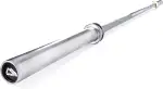 MSPORTS Langhantelstange Olympia Professional Silber Matt | Premium Qualität - Kugelgelagert - 50 mm Bohrung - gerändelte Grifffläche | Langhantel