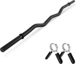 MSPORTS SZ Curlstange Premium, 30mm mit Federverschluss - STANDARDNORM - Auswahl: 120cm (7kg) o. 130cm (8kg), verchromt o. schwarz - Hantel Curl Stange Hantelstange