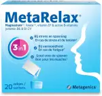 Metagenics MetaRelax Magnesium-Pulver - Mit Vitamin B6, B12, D & Folsäure - Gegen Müdigkeit & zur Muskelfunktion - Zuckerfrei, Vegetarisch, Limettengeschmack - 20 Beutel
