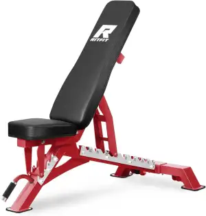 RitFit Multifunktions-Hantelbank Verstellbar, Klappbar, Mit Gewichten - 590kg Tragkraft - Schrägbank, Trainingsbank, Bench, Bankdrücken-Bank für Home Gym, Krafttraining & Muskelaufbau Zuhause