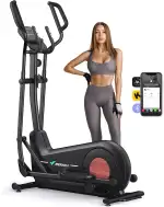 MERACH Crosstrainer für Zuhause mit 47 cm Schrittlänge, Ultraleise Ellipsentrainer mit Magnetwiderstand, 16 Widerstandsstufen, für Effektives Ausdauertraining, Mit Eigener App, Belastbar Bis 180 KG