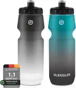 Fahrrad Trinkflasche 750ml, Geruchsfrei Sport Trinkflasche für Fitness Radfahren Wandern Schwimmen (Schwarz Weiß & Grün Schwarz)