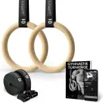 Gymnastikringe für Suspension-Training, Ringe Turnen Holz für zu Hause und im Freien, Dips-Klimmzüge, Freikörpertraining, Gymnastik, Stärke 32 mm, verstellbare Träger