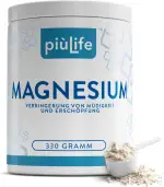 Magnesium Pulver Hochdosiert 330g PiùLife – 430 mg pro Portion – Magnesiumcarbonat und Citronensäure – Quelle von Magnesium Citrate – Vegan, glutenfrei, laktosefrei