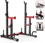 PASYOU Squat Rack Hantelständer, Multi-Funktionales Langhantelständer, Höhenverstellbare Doppelte Langhantelablage mit Push up, Trainingsgerät für zu Hause,Gym Standard Max. bis 250 KG