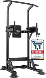 DH FitLife Power Tower Dip Station | Sport Geräte mit Klimmzugstange, Dip Barren u. Rückentrainer...