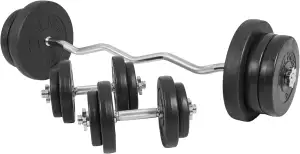 GORILLA SPORTS® Hantelset - 70kg, SZ Curlstange 120cm, Gewichte 4x1,25kg / 4x2,5kg / 4x5kg / 2x10kg, 2X Kurzhanteln 30mm, mit 6 Sternverschlüssen/Federverschlüssen, Kunststoff - Hantel Set, Hanteln