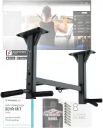 Sportstech KS400, 4in1 Klimmzugstange Decke, Pull Up Bar für Zuhause bis 300 kg, 6 rutschfeste Griffe, Klimmzugstange Deckenmontage mit Boxsack Halterung und Ösen für Schlingentrainer, Reckstange