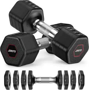 JOROTO Hanteln Set, 4-in-1 Verstellbare Hanteln Kurzhanteln 2er set, 2–5 kg, mit Verchromtem Rutschfestem Griff, Geeignet für Männer und Frauen, für Krafttraining, Fitness und Heimtraining (Schwarz)