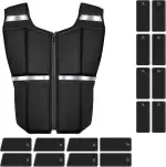 ONETWOFIT Verstellbare Gewichtsweste für Herren 20KG, Rucking-Westen zum Wandern mit Reißverschluss/16 Stück Silikongewichte, Krafttrainingsweste zum Laufen,mit reflektierenden Streifen