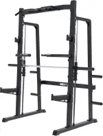GORILLA SPORTS® Half Rack Smith Machine - mit Klimmzugstange, Geführter Langhantel, für 50mm Hantelscheiben, bis 300kg-Multipresse, Squat Rack, Kraftstation, Power Cage, Fitness Station
