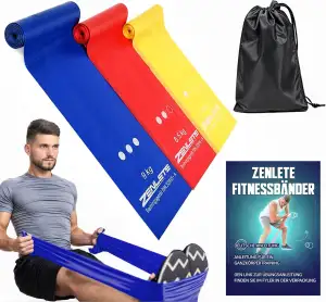 Fitnessbänder Set 2,5m lang – Widerstandsbänder Muskelaufbau, Yoga, Pilates & Ph