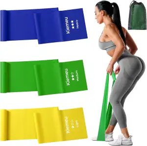 Latex Gymnastikband elastisch Fitnessbänder Set für Workouts, Pilates, Yoga, Physiotherapie und Reha, Widerstandsbänder Set für Sport Gummiband Fitness Bänder für Training, 1.8 m lang