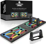 ALPHASKIN Liegestützbrett Set mit Griffen – 9 in 1 Push Up Board klappbar, Anti-Rutsch Liegestützgriffe für Home Workout, Training für Brust Schulter Rücken & Trizeps, Fitnessgerät für Zuhause