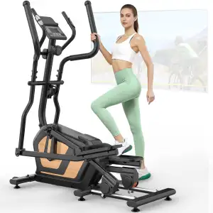 Crosstrainer für Zuhause, 3-in-1 Magnetischer Crosstrainer mit 16 Widerstandsstufen, Ultraleise Ellipsentrainer mit 10kg Schwungrad, 45cm Schrittlänge, App kompatibel, Belastbar bis 150 kg