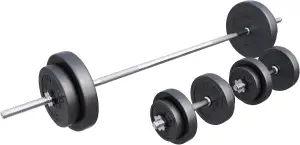 GORILLA SPORTS® Langhantel Set - 60kg, 100kg oder 130kg, Langhantelstange 170cm, 2 Kurzhanteln, H...