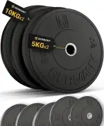 HQ Germany® Hantelscheiben 50mm [Set/Paar 5-25kg] - Training Vollgummi Bumper Plates - Hantelscheiben Set 50mm, Gewichtsscheiben, Gewichte, Weight Plates nach IWF Standard