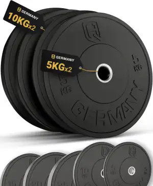 HQ Germany® Hantelscheiben 50mm [Set/Paar 5-25kg] - Training Vollgummi Bumper Pl