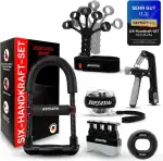 6-in-1 Handtrainer Set – Griffkraft & Unterarmtrainer mit einstellbarem Widerstand, Gyroskop-Ball, Fingerstrecker & Grip Ring – für Sport, Reha, Physiotherapie & Klettern