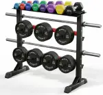 Hantelständer, Hantelscheibenständer 3-stufig Langhantelständer Stahl Kurzhantelständer Gewichtsständer Barbell Rack für Home Gym bis 300kg, 96 x 47 x 100 cm