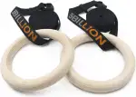 5BILLION Turnringe Holz Gymnastikringe Ringe Turnen für Fitness mit Hochfeste Nylon Gurtbänder mit Schnellschnallverschlüßen aus Metall verstellbaren