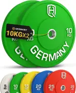 HQ Germany® Hantelscheiben 50mm [Set/Paar 5-25kg] - Premium Vollgummi Bumper Plates - Hantelscheiben Set 50mm, Gewichtsscheiben, Gewichte, Weight Plates nach IWF Standard