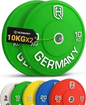 HQ Germany® Hantelscheiben 50mm [Set/Paar 5-25kg] - Premium Vollgummi Bumper Pla