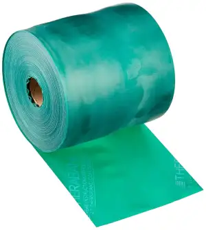 TheraBand Original Fitnessband | Thera-Band Resistance Band für Kraftraining und Abnehmen zuhause oder Terra Band im Gym | 45,5M Rollenware Grün | Schwer