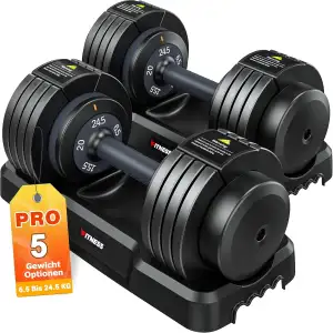 Rendpas Verstellbare Hanteln Set | 5 & 10 Gewichtsstufen | 2–24,5 KG Einstellbar
