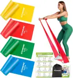 GYMERK Fitnessbänder Set 4er, 1.8M/2M Fitnessband, 4 Widerstandsstufen mit Übungsposter, Gymnasti...