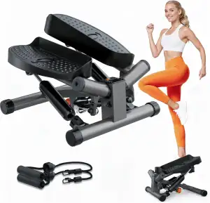 Niceday Mini Stepper für Zuhause, 2-in-1 Up-Down Stepper mit Power Ropes – Leiser Trainer bis 100kg für effektives Bein/Arm/Po Training, Widerstand einstellbar – Platzsparendes Home Fitnessgerät
