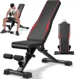 COOCHEER Hantelbank Klappbar 408kg Belastbar – 14-Fach Verstellbar, 47cm Sitzhöhe für Europäer, s...
