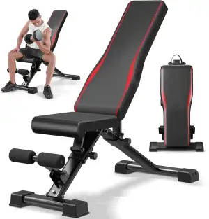 COOCHEER Hantelbank Klappbar 408kg Belastbar – 14-Fach Verstellbar, 47cm Sitzhöhe für Europäer, s...